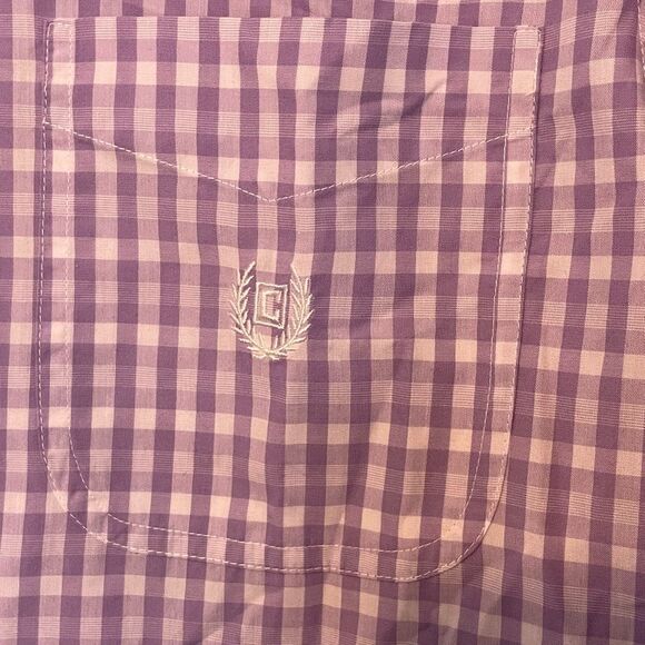 Chaps Long Meadow Classic Fit Button Down Shirt Lavender White Gingham Check M - Picture 6 of 6